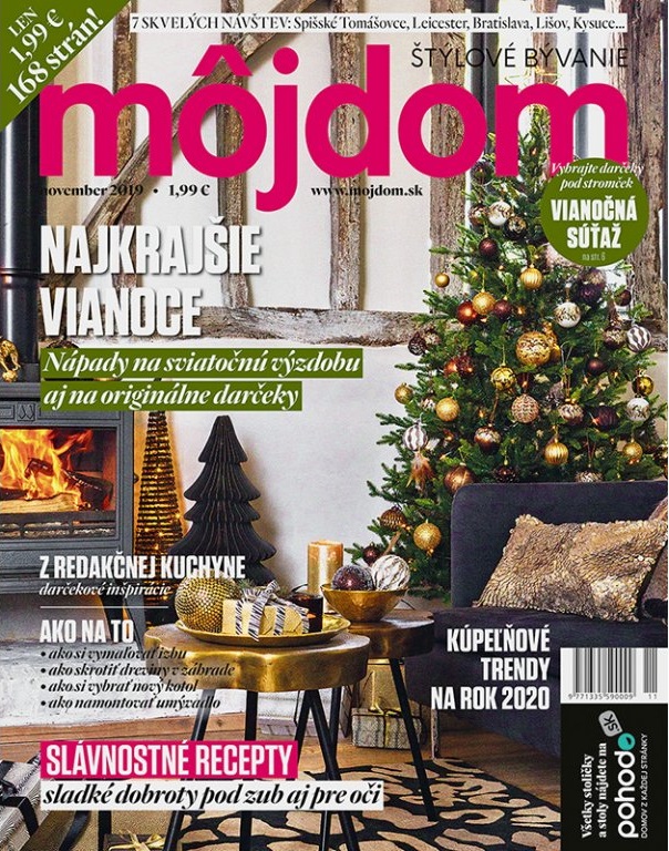 Môjdom cover časopisu s fotkou obývačky s vianočným stromčekom